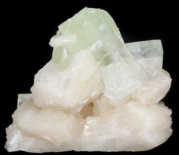 Zoned Apophyllite Crystals on Stilbite Association - India #44402